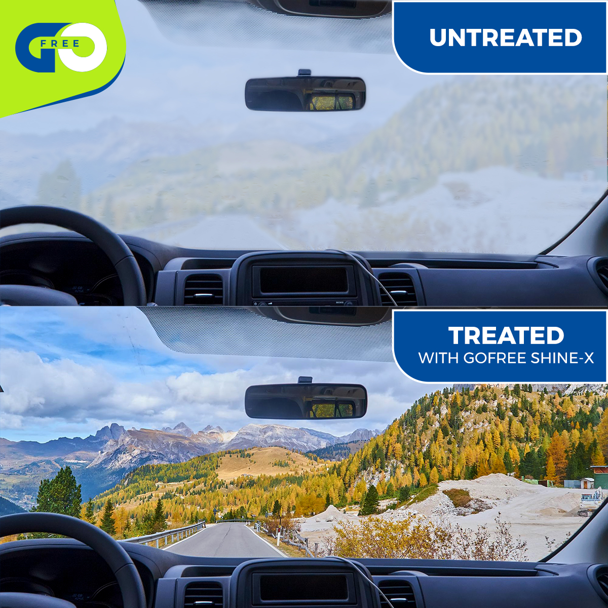 GOFREE Shine - X Anti-Fog Spray for Car Interior Glass and Bathroom Mirror - Try a Tester for free pay only 50 for shipping