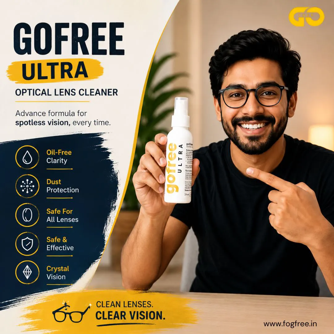 Ultra Clarity Eyeglass Cleaning Spray India – Keep Your Lenses Crystal Clear with Gofree Ultra Cleaning Solution