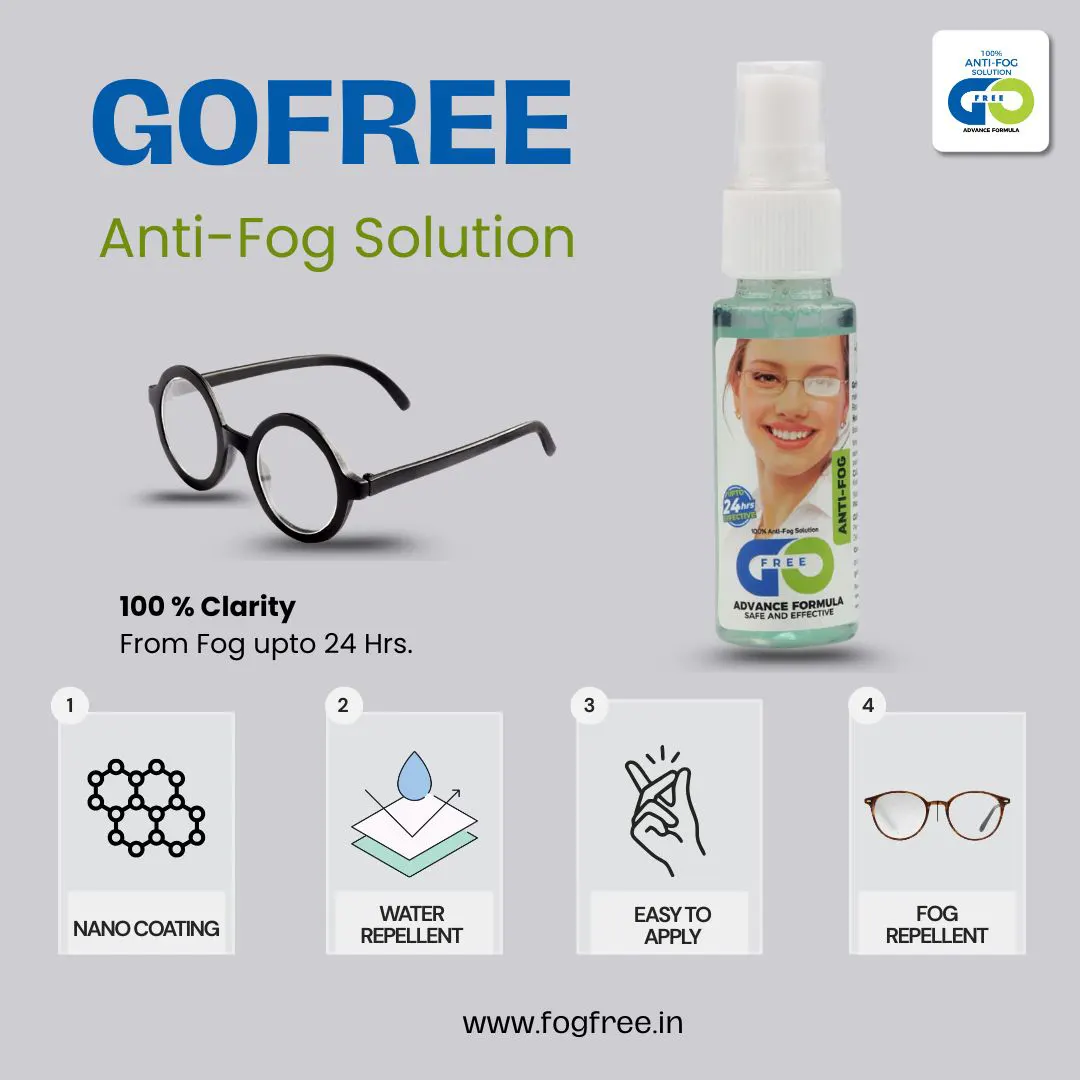 Anti Fog Eyeglasses Solution in India: Clear Vision with GoFree Anti-Fog Spray